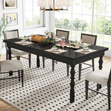 62” Farmhouse Large Rectangle Kitchen Table, Modern Dinner Table Kitchen & Dining Room Furniture with Carved Turned Legs
