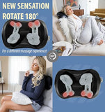 Zyllion Shiatsu Back and Neck Massager with Heat - 3D Electric Kneading Deep Tissue Massage Pillow with 8 Massaging Nodes for Muscle Pain Relief, Black, ZMA-25