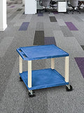 Luxor WT26BU 26"H AV Cart - Two Shelves - Putty Legs, 4" Silent-Roll, Full-Swivel Heavy-Duty Casters,
