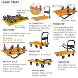 WUD Push Cart, Folding Mobile Platform Trolley,Thickened and Reinforced