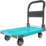 Heavy Duty Foldable Push Hand Cart - Portable Flatbed Dolly with Swivel Wheels for Office Warehouse and Moving Use