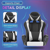 PayLessHere Ergonomic Racing Desk Chair Gaming Chair Computer Chair with Armrests 360° Swivel & Caster Pu Desk Task Chair (White)