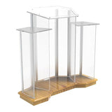 FixtureDisplays® Podium, Wood Base w/Clear Ghost Acrylic, Lectern, Pulpit, 3 Tier Construction