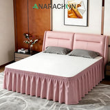 ANARACHON King Bed Skirt, Elastic Wrap Around Bed Skirt King Size, Bed Skirts for Adjustable Bed, Easy Fit with 18" Drop Length Tailored Drop Dust Ruffle (Pink)