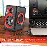 Computer Speakers, 2.0 CH PC Speakers with Surround Sound, USB Wired Laptop Speakers with Deep Bass for Desktop