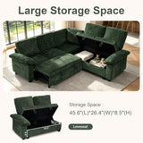85 Inch Modular Sectional Sleeper Sofa with Pull Out Bed,L Shaped 5 Seat Sectional Couch with Storage