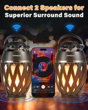 Xpoovv Outdoor Speakers Bluetooth Waterproof,Gifts for Men Women Dad Father,LED Flame Speaker Portable Bluetooth Speakers with Stakes/Poles/Hook Loud Sound 24H Playtime for Patio/Party/Camping 2 Pack