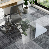 GLSLAND Irregular Tempered Glass Floor Mat - 36" x 48" Office Chair Mat for Carpet Clear Duty Hard, Clear