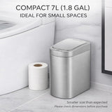Trash Can, 1.8 Gallon Smart Opening Garbage Bin for Bathroom, Bedroom, Kitchen, Office 7 Liter Compact Stainless Steel