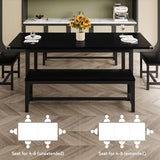 iPormis 5-Piece Dining Table Set for 4-8 People, Extendable Kitchen Table Set with 2 Benches and 2 Square Stools