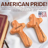 Personalized Olive Wood Cross with Engraved Name – Handcrafted Custom Wooden Cross for First Communion Favors, Religious Easter Gifts, Baptism, Baby Shower, Pocket Prayer for Christian 4 Inch