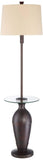 Regency Hill Fallon Industrial Floor Lamp with Tray Table USB and AC Power Outlet in Base 66" Tall Oil Rubbed Bronze Hammered Oatmeal Drum Shade for Living Room Reading House Bedroom Home