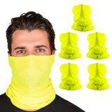 S A Soul of Adventure 5-Pack UV Face Shield | UV Protection, UPF 30+ Multipurpose Neck Gaiter Balaclava for Adults | Safety Yellow Neon