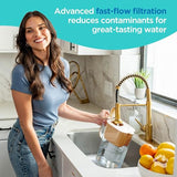 HOMEWATER 10-Cup Pitcher Filter (Peach) – BPA-Free, High-Capacity 2.4L Pitcher with Fast-Flow Carbon Filter, Wide Mouth, Locking Lid, and Dishwasher-Safe