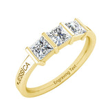 Oseew 1.5 Carat 3 Stone Gold Moissanite Ring for women Wedding Rings for Women Princess Cut Moissanite Engagement Ring Yellow gold