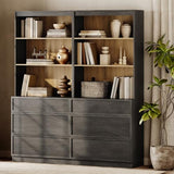 WAMPAT Modern 72" Tall Bookshelf with 6 Drawers and Open Book Shelves