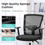 ALPHA HOME Office Chair Ergonomic, Mid Back Mesh Computer Chair with Lumbar Support Executive Stool with Adjustable Armrest & Seat Cushion, BIFMA & SGS Certified