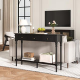 JOINICE Black Console Table with Drawers for Entryway 43", French Modern