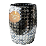 Escenzy Black and Gold Bathroom Trash Can Mosaic Glass 5L | Decorative Small Garbage Can | 7" x 10" | Luxury Waste Basket for Bathroom, Office, Bedroom & Kitchen | Shiny Decorative Bathroom Accessory
