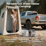 FOGATTI InstaShower GO Portable Propane Camping Shower, 19,000 BTU Instant Hot Water Heater with 5000mAh Built-in Battery, 12V Pump, Outdoor Shower for Camping, Cleaning & Pet Washing