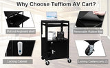 Bonnlo 3-Tiers Rolling AV Presentation Cart with Storage, Mobile Computer Utility Media with Keyboard Tray