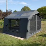8㎡ Luxury Inflatable Camping Tent for 3–8 People, Dark Gray Tech-Cotton Fabric, 4-Season Family Inflatable House with Chimney Port and Transparent Skylight