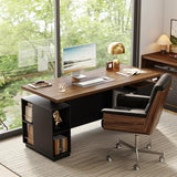 71" Standing Executive Desk with Privacy Panel, Large One-Piece Electric Height Adjustable Stand Up Desk, Black Walnut