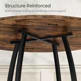 47.2 Inch Round Dining Table for 4-6, Farmhouse Style with Retro Tabletop and Curved Legs, Rustic Brown and Black TCZ13BF