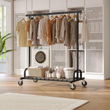 Raybee Heavy Duty Clothes Rack, Clothing Racks for Hanging Heavy Clothes 200+, Rolling Clothing Rack Load 530 LBS, Extendable & Adjustable with Wheels, Black