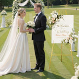 Gold Easel Stand for Wedding Sign, Heavy Duty Metal Display Stand, 4-Tier Height