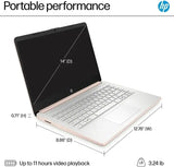 HP 14" LED Business &Student Laptop with 1-Year Office 365, 4GB RAM 640GB Storage (128GB UFS + 512GB SD Card), Intel Quad-Core N150 Processor, Windows 11 S, PLUSERA Earphones, Rose Gold