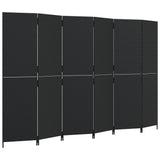 6 Panel Room Divider Black Poly Rattan Folding Privacy Screen