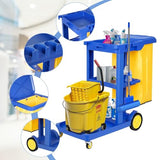 tonchean Commercial Janitorial Cart, 3-Shelf Housekeeping Cart with 22 Gallon Vinyl Bag & Cover, Large Cleaning Cart with Wheels for Hotel