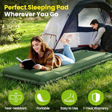 Feelnais Camping Sleeping Pad, Built-in Foot Pump Inflatable Sleeping Pads, Memory Foam Mattress with Pillow, 4 Season Camping Mattress Pad, Camping Essentials Gear for Tent, Car, Hiking - Green