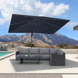 PURPLE LEAF 8' X 11' Left-right Tilting Patio Umbrella Outdoor Cantilever Swivel Rectangle Umbrella, Navy Blue