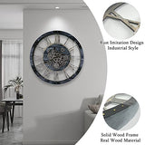 TOPPTIK 27 Inch Moving Gear Wall Clock, Oversized Wall Clocks, Clock Living Room Decor, Solid Wood Frame, Battery Operated, Large Wall Clock with Steampunk Industrial for Fireplace(Gray)