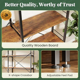 Huuger 5 Tier Bookshelf, L Shaped Corner Bookshelf with 10 Open Shelves