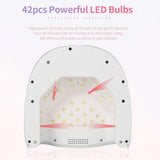 60W Rechargeable UV LED Nail Lamp, Faster Wireless Nail Dryer Gel Polish Light 42 Beads & Portable Handle, Professional Curing Lamp For Fingernail and Toenail, Auto Sensor & Quick Dry Nail Machine