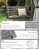 GREENVINES Porch Swing | 51’’ | HDPE Plastic | for Outdoor Patio | All Weather | Waterproof Bench Swings | w/ 4 Stainless Steel Chains | Grey
