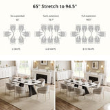 Honyee Extendable Dining Table with Leaf, 65 to 95 Inch