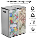 Kitchen Trash Can 16 Gallon 60L Dual Stainless Steel Garbage and Recycling Can with Foot Pedal for Kitchen
