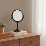 JERDON Two-Sided Tabletop Makeup Vanity Mirror - 10X-1X Magnification & Swivel Design - 6-Inch Diameter Portable Mirror - Bronze Finish - Model JP910BZP