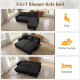KCGKCG 82" L Shaped Sleeper Sofa Bed, Pull Out Sectional Couch with Storage Chaise/Reclining Backrest