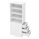 Slim Bookcase with Side Ders, Adjuble Shelves, Left/Right Interchanable, Perfect for Smals, Tall Cabinet for Living Room, 60 x 38 x 180 cm