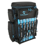 Evolution Fishing Drift Series 3700 Tackle Backpack with QuikLatch System & 2 Rod Holders – Blue, Heavy Duty Fishing Backpack w/ 6 Tackle Trays