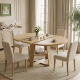 LIKIMIO 43"-59" Extendable Round Dining Table for 4-8, Transformer Oval Dining Room Table with Removable Leaves Space Saving