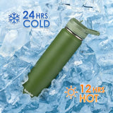 HydroQuin 24 OZ Water Bottle with Straw, Stainless Insulated Steel Waterbottle with Comfort Grip Handle,Keep Cold Water Bottles for Camping Sports Office Daily Use