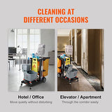 Cleaning Cart, 3-Shelf Commercial Janitorial Cart, 200 lbs Capacity Plastic Housekeeping Cart