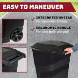 Trash Can With Lid - Ultimate Strength 32 Gallon Wheeled Garbage Can Trash Container, 2 Pack