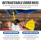 Goodyear Retractable Extension Cord Reel Industrial, 12AWG x 80 ft